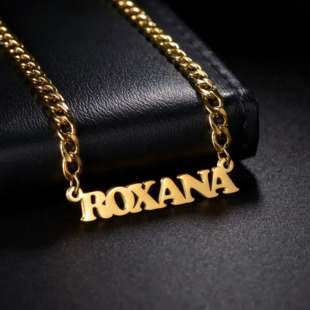 Atoztide Personalized Custom Sideways Name Necklace Stainless Steel for Women Choker Pendant Cuban Chain Birthday