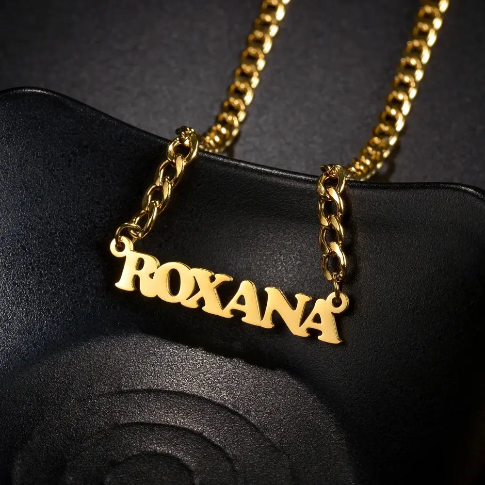 Atoztide Personalized Custom Sideways Name Necklace Stainless Steel for Women Choker Pendant Cuban Chain Birthday