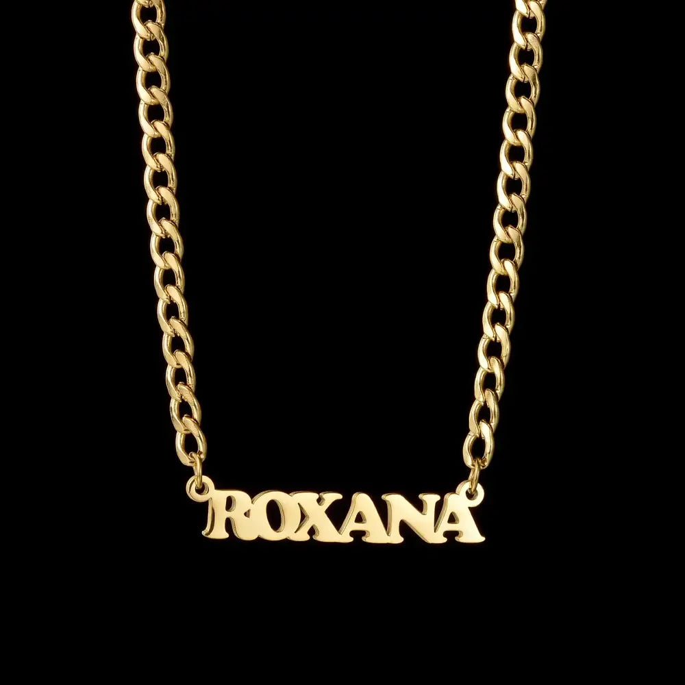 Atoztide Personalized Custom Sideways Name Necklace Stainless Steel for Women Choker Pendant Cuban Chain Birthday