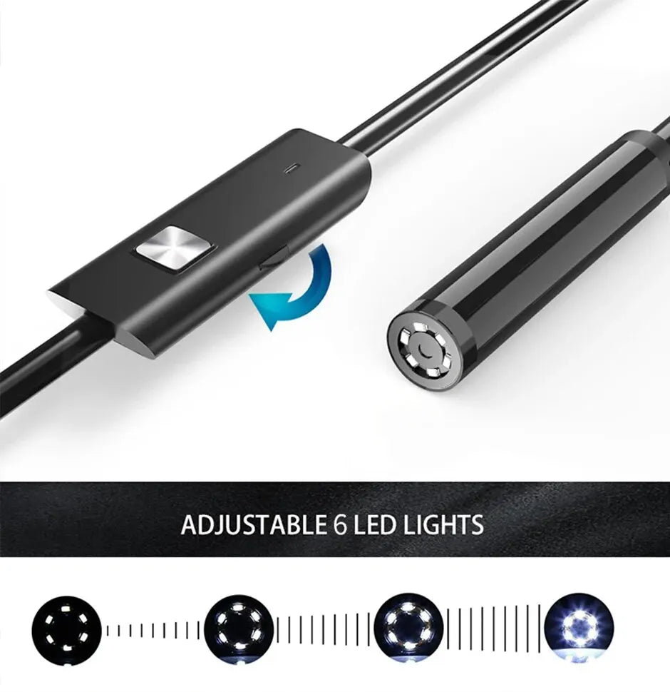 R&z - Camera IP67 Waterproof 6 LEDs Adjustable USB Android Flexible Inspection Borescope Cameras for Phone PC