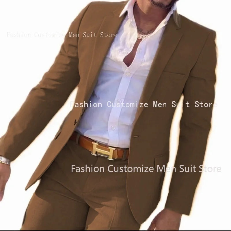 R&z - Slim Fit Wedding Groom Tuxedo Groomsmen Suits Male Fashion Smoking Costume Homme Blazer with Pants
