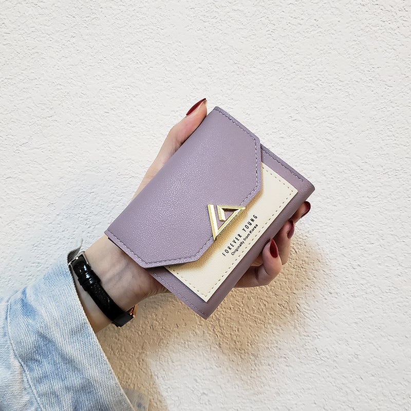 Women's Fashion Simple Folding Wallet with Contrast Design