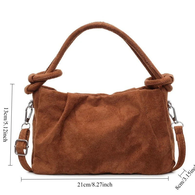 New Retro Suede Simple Crossbody Bag Women Fashion Handle Bag Casual Comfortable and Versatile Texture Shoulder Commuting Bag