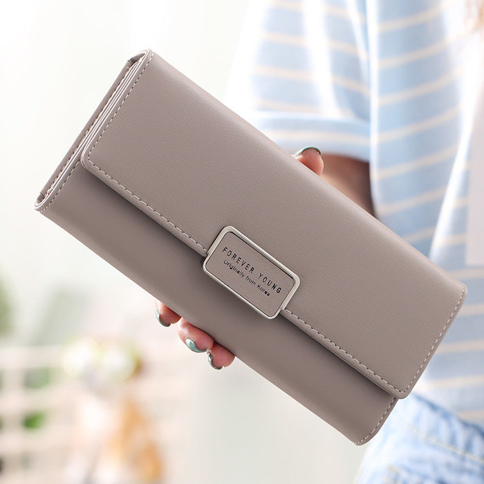 High Quality Solid Color Three Fold Women's Wallet