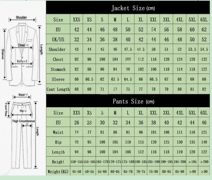 R&z - Suit Set,Business Formal Suit with Pants, Classic 6-Button Design
