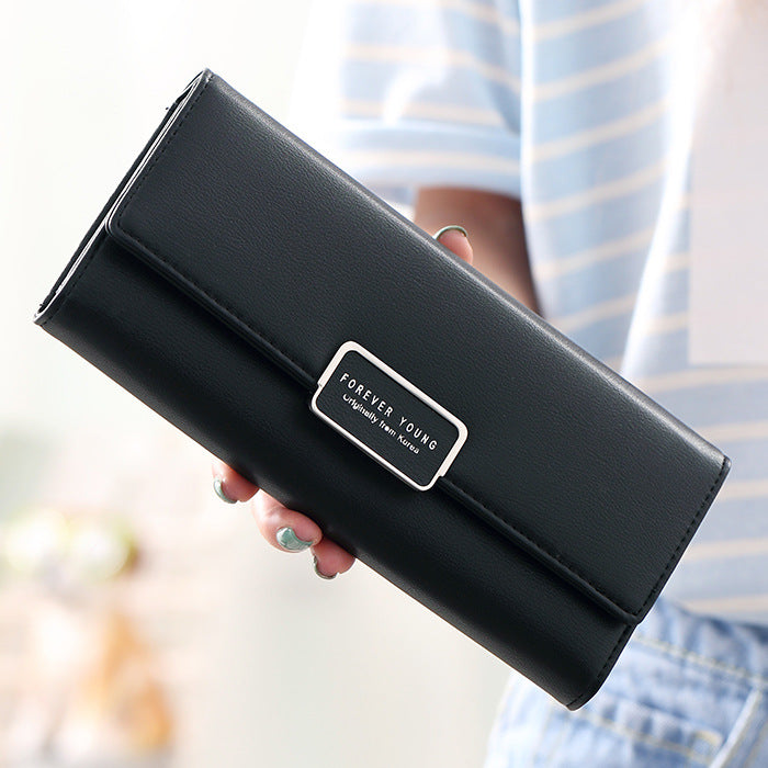 High Quality Solid Color Three Fold Women's Wallet