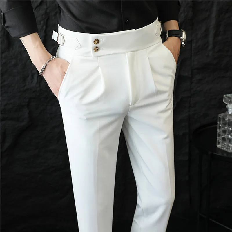 R&z - Pants Fashion Neapolitan Men's Slim Fit Business Office Social Wedding Trousers