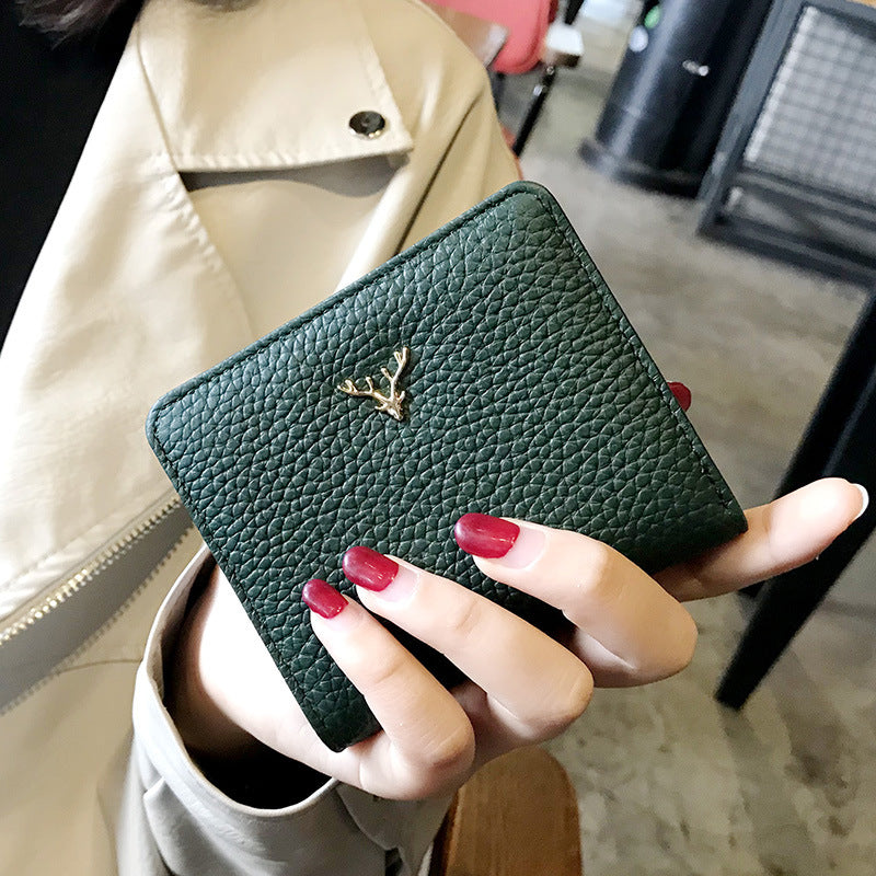 Leather Mini Coin Purse - Women's Short Folding Wallet