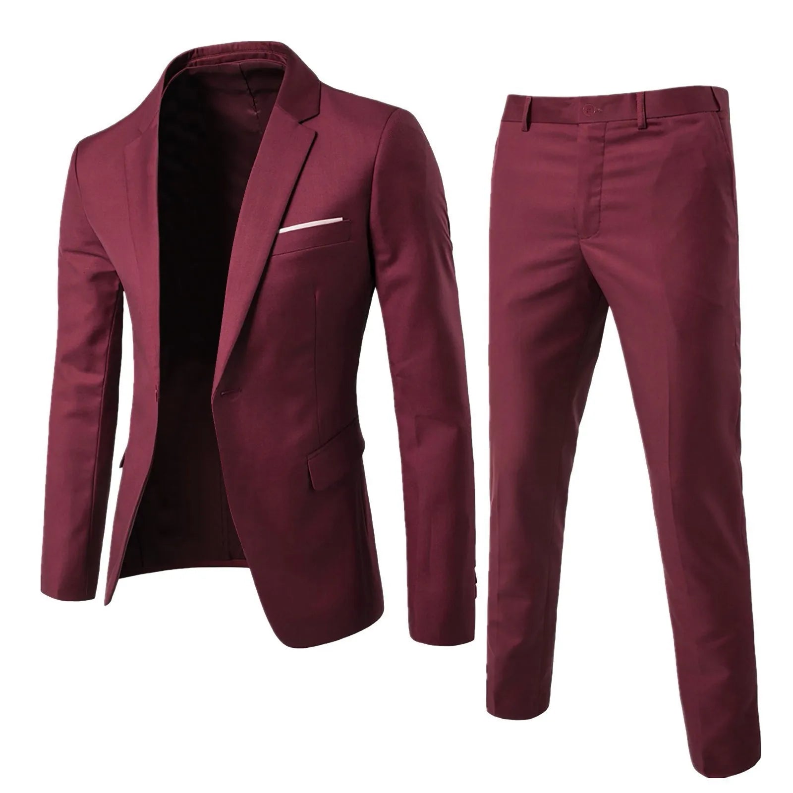 R&z - Suit Set Business Formal Two-piece Set Slim Fit Small Suit Jacket Western Pants Wedding Dress Groomsman Suit