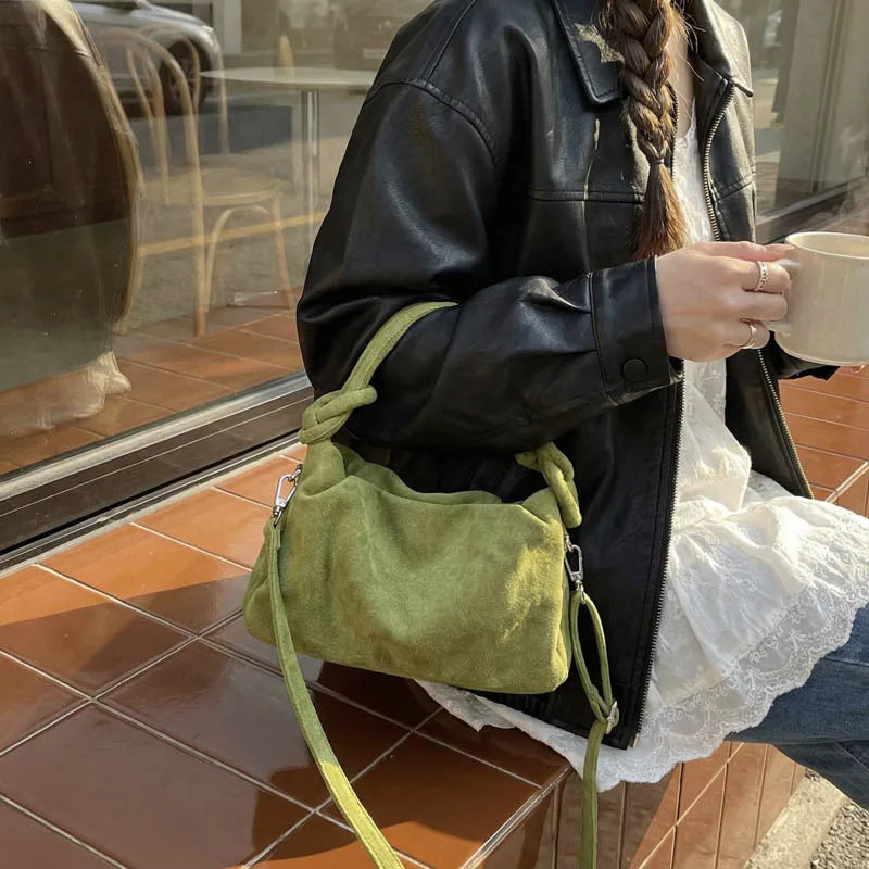 New Retro Suede Simple Crossbody Bag Women Fashion Handle Bag Casual Comfortable and Versatile Texture Shoulder Commuting Bag