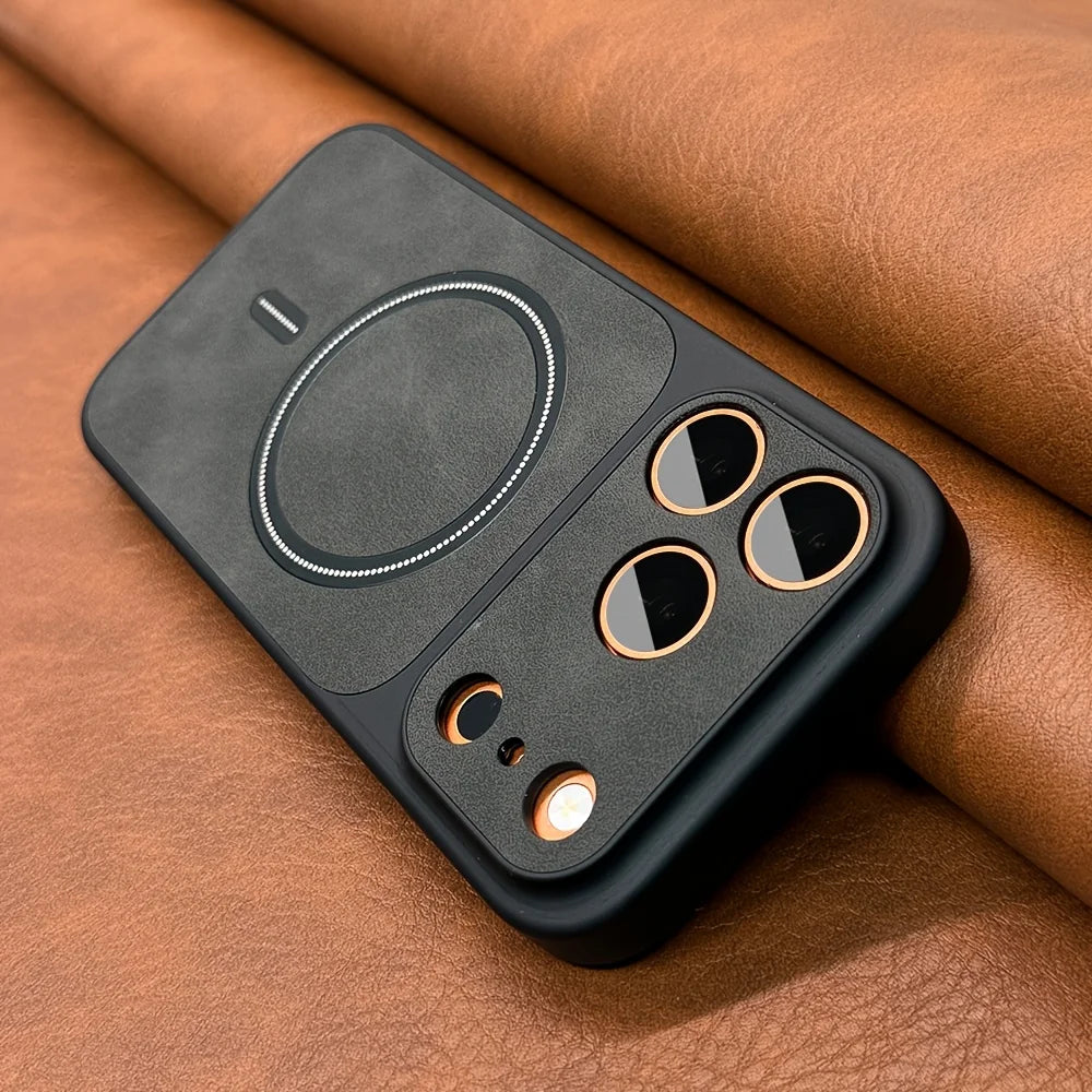 Luxury Artificial Leather Matte Magnetic Phone Cases for IPhone 13 14 15 16 17 17air Pro Max for Magsafe Wireless Charging Cover