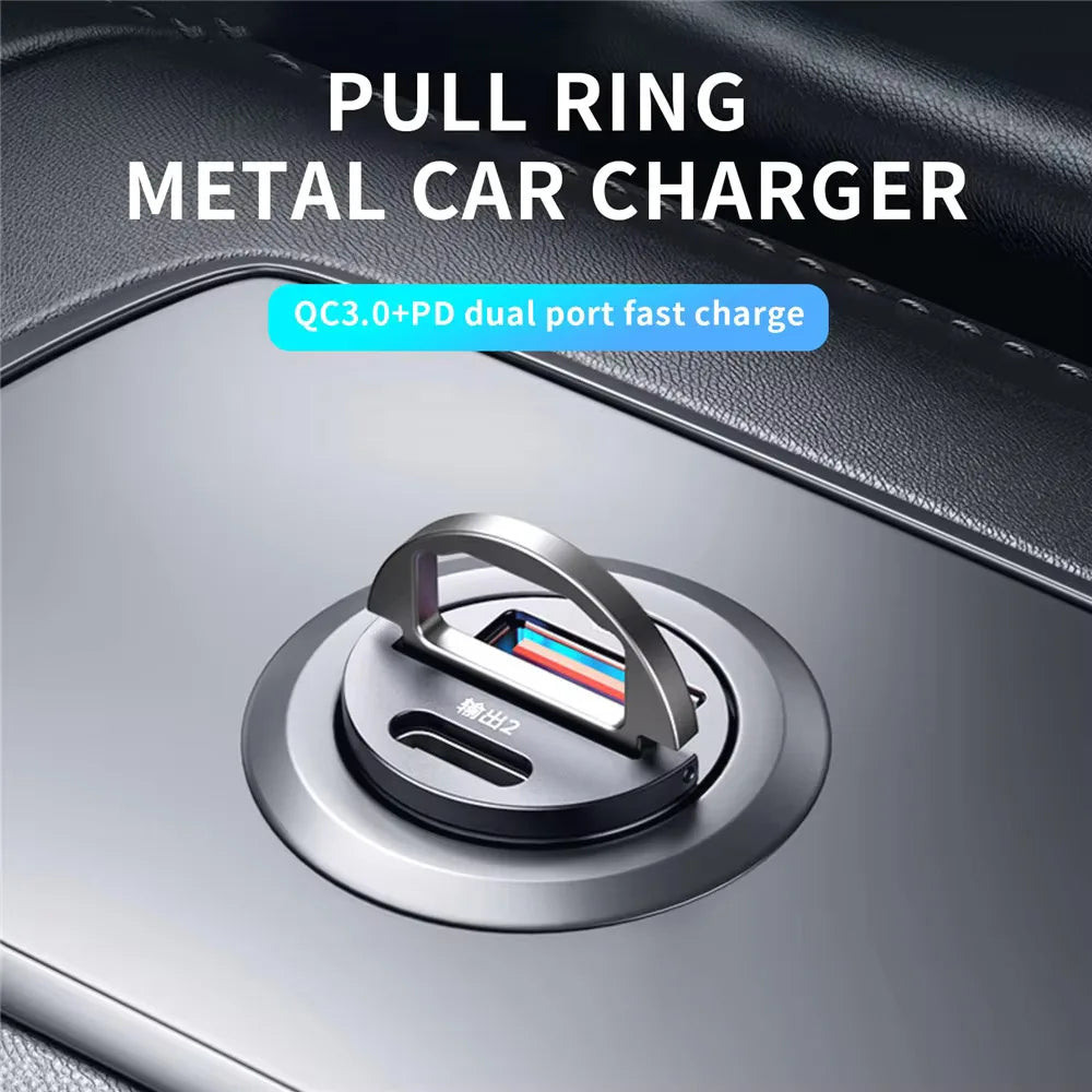 R&z - Car Charger 12-24V Lighter Fast Charging Car USB Type C Charger for Xiaomi Samsung Huawei iPhone Power