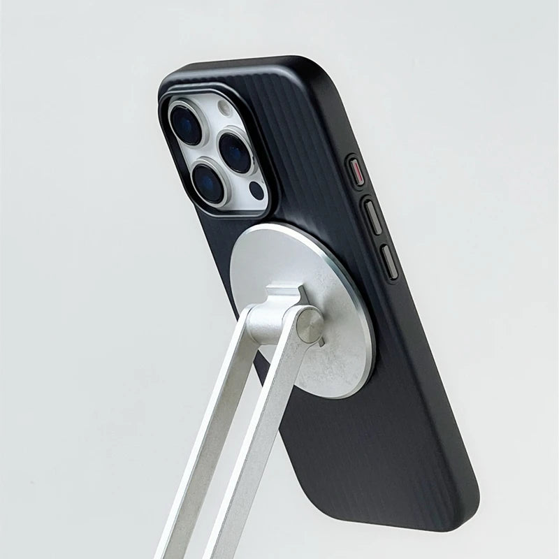 Fashion Plating Luggage Stripes For MagSafe Phone Case For iPhone 18 17 16 15 14 Pro Max Shockproof Wireless Charge Matte Cover