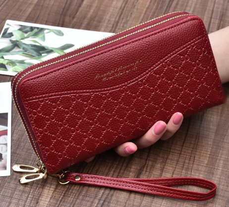 Large Double Zipper Clutch Wallet for Women