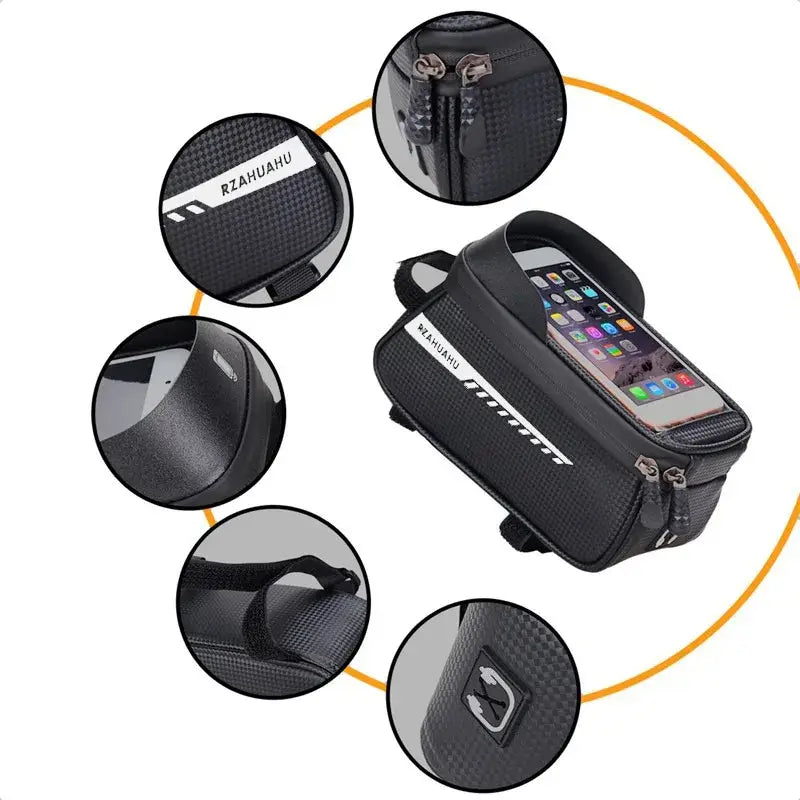 R&z - Bicycle Front Beam Bag Front Tube Cycling Bag Bicycle Waterproof Phone Case Holder