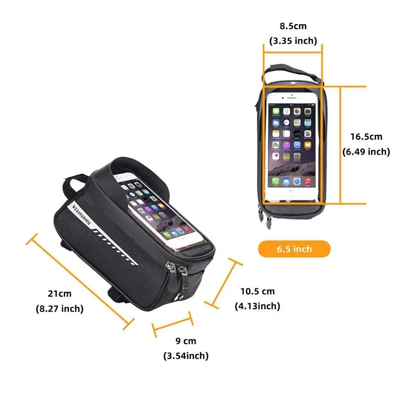 R&z - Bicycle Front Beam Bag Front Tube Cycling Bag Bicycle Waterproof Phone Case Holder