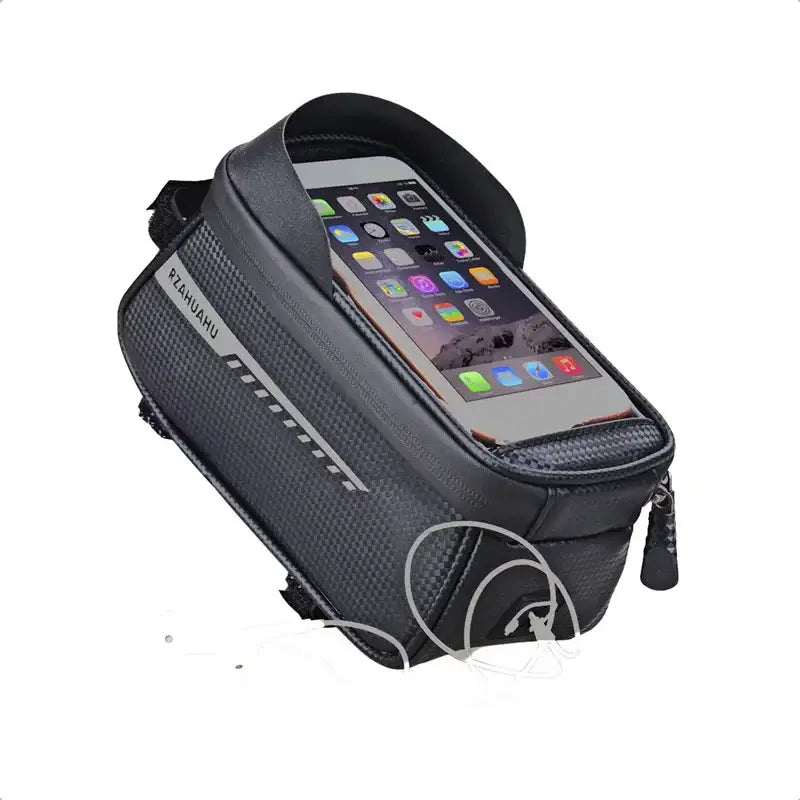 R&z - Bicycle Front Beam Bag Front Tube Cycling Bag Bicycle Waterproof Phone Case Holder - BLACK