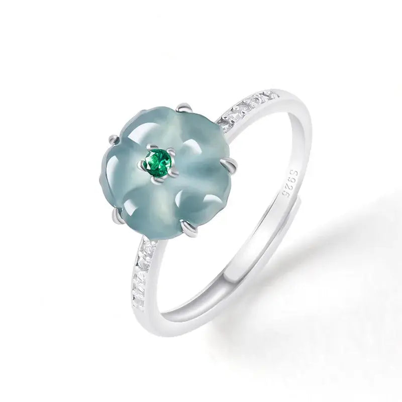 Blue Burmese Jadeite Ring or Natural Burmese Jade Ring