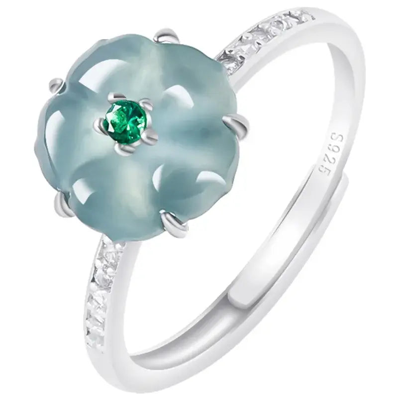 Blue Burmese Jadeite Ring or Natural Burmese Jade Ring