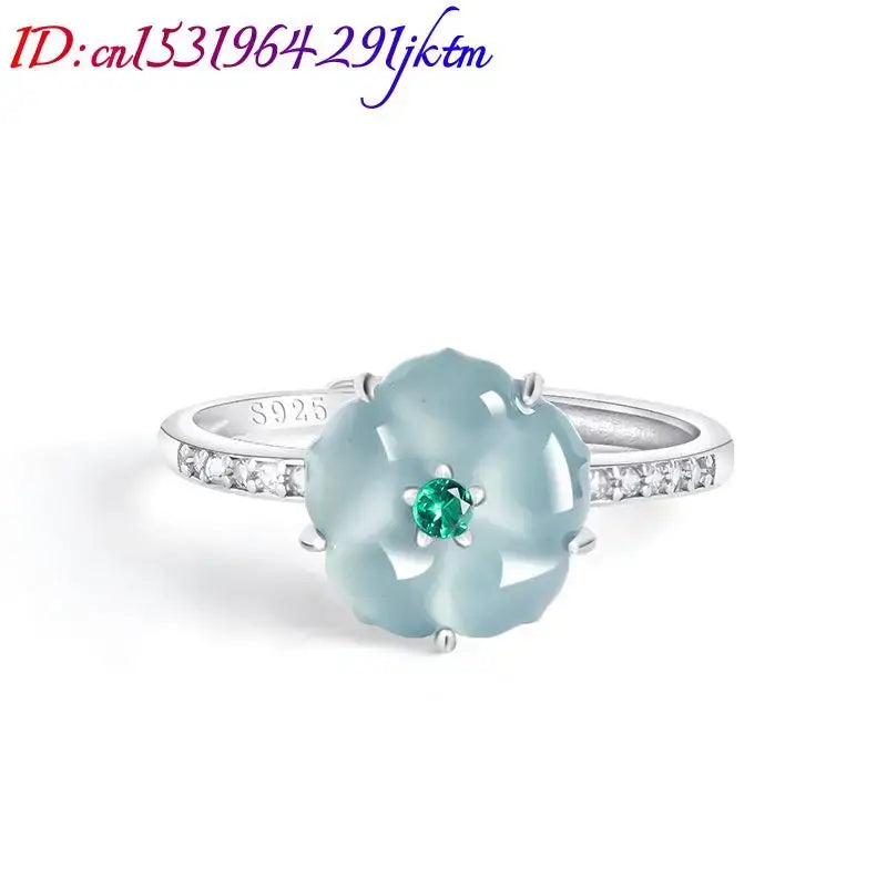 Blue Burmese Jadeite Ring or Natural Burmese Jade Ring