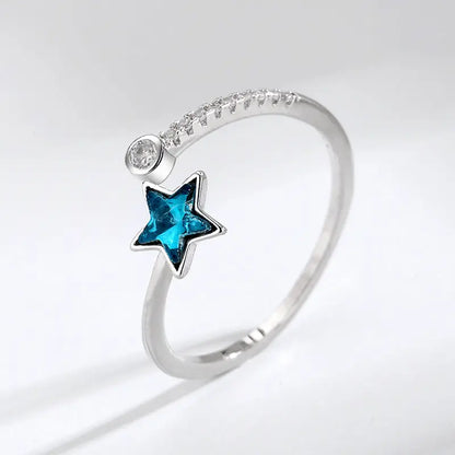Blue Starry River Five-Pointed Star Ring for Women - Adjustable opening
