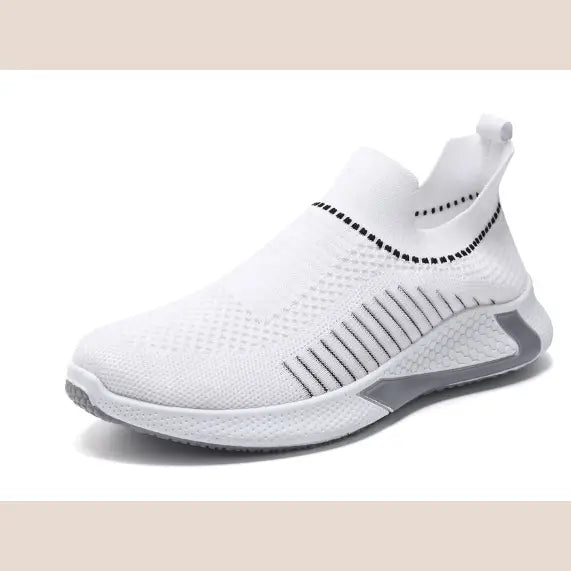 Breathable Casual Flying Woven Sports Shoes for All Seasons - White / 39