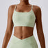 Breathable Quick-Dry Women’s Yoga Sports Bra (Model 8001) - Bean Green / 8/S