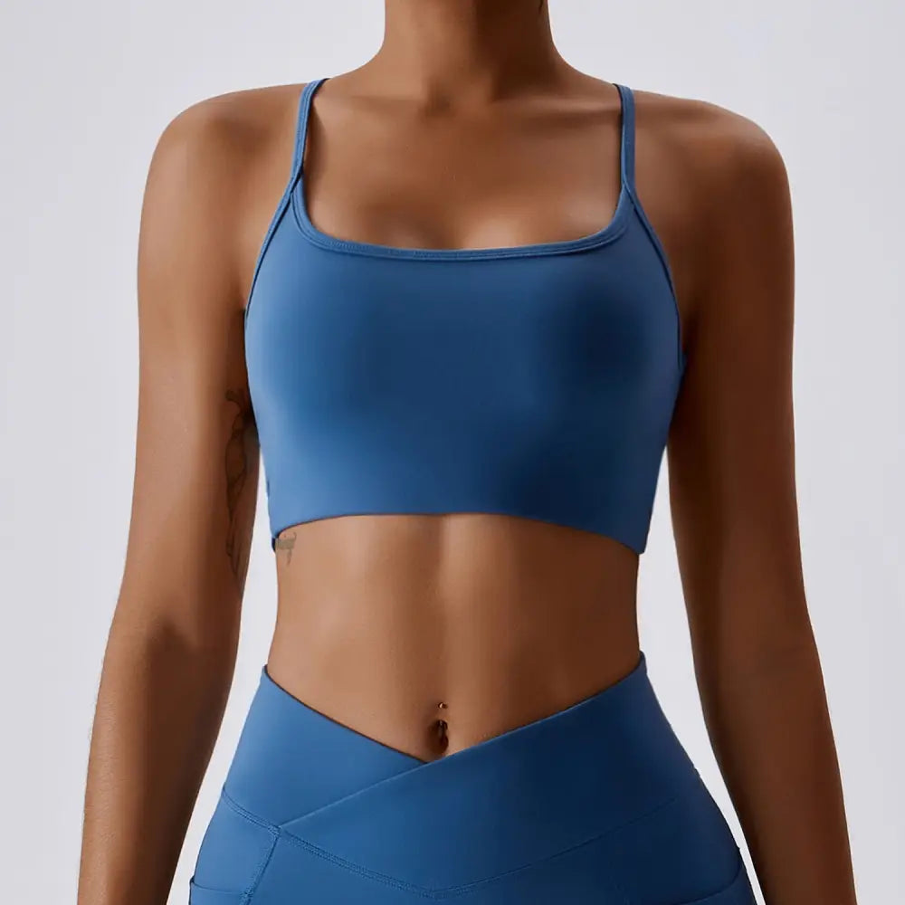 Breathable Quick-Dry Women’s Yoga Sports Bra (Model 8001) - Night sky blue / 12/L
