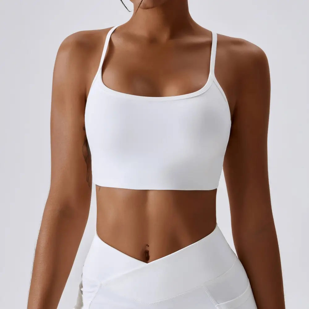Breathable Quick-Dry Women’s Yoga Sports Bra (Model 8001) - Swan White / 12/L