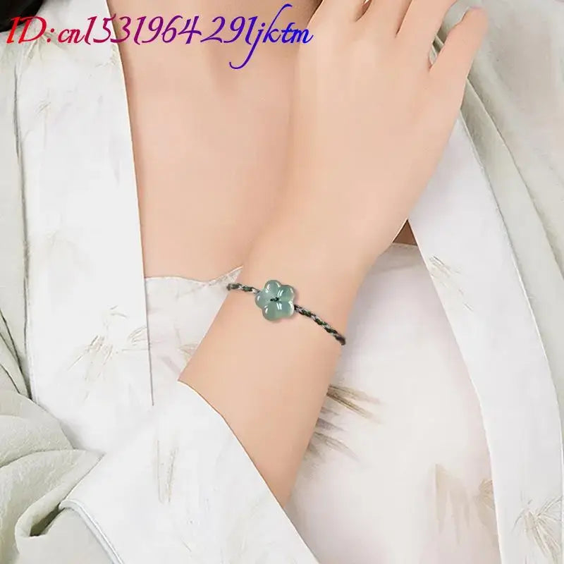 Burmese Jadeite Flower Bracelet Natural Jade Charm Fashion Accessories Vintage Gifts for Women Talismans Luxury Bangle