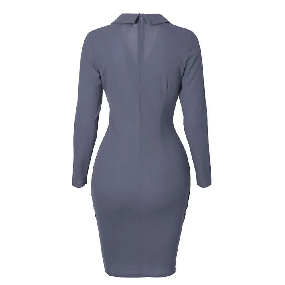 Buttoned Long Sleeve Bodycon Dress for Work (In Stock)