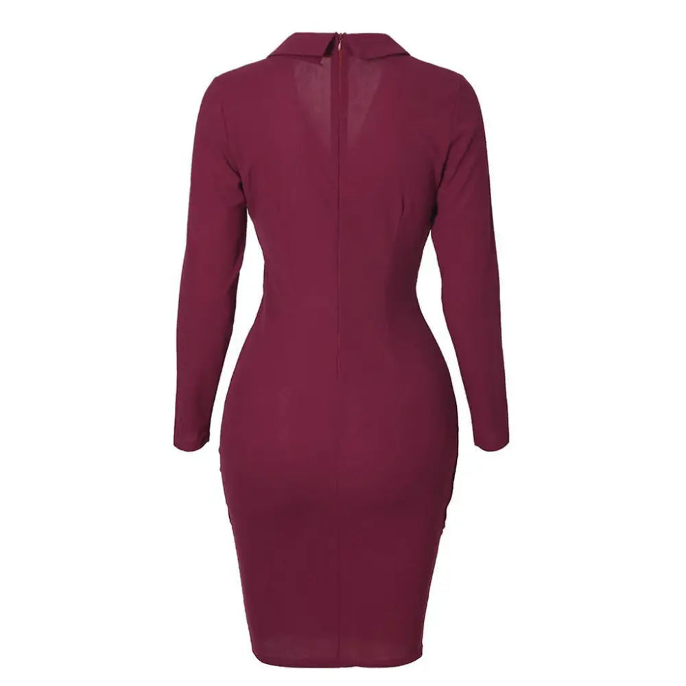 Buttoned Long Sleeve Bodycon Dress for Work (In Stock)