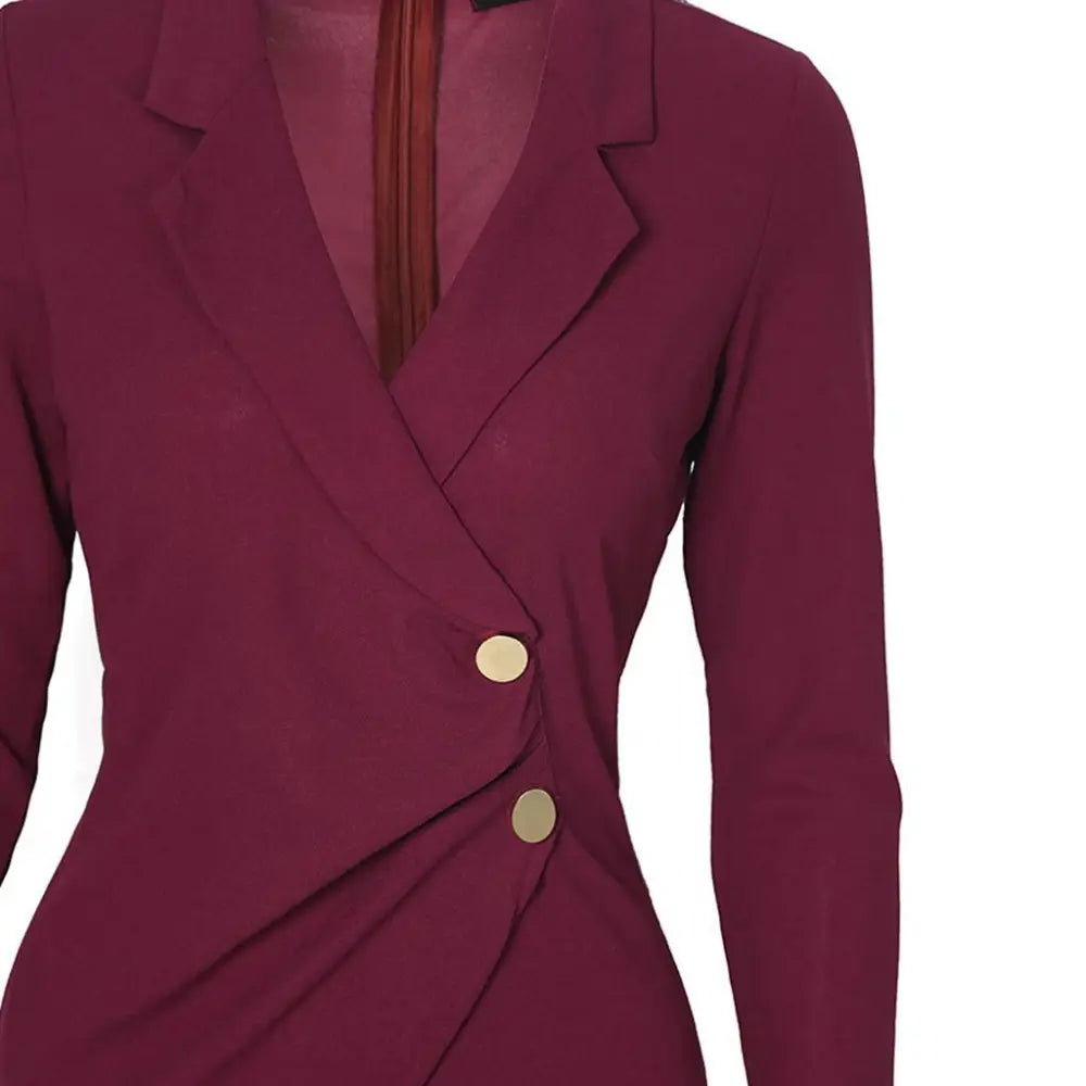 Buttoned Long Sleeve Bodycon Dress for Work (In Stock)