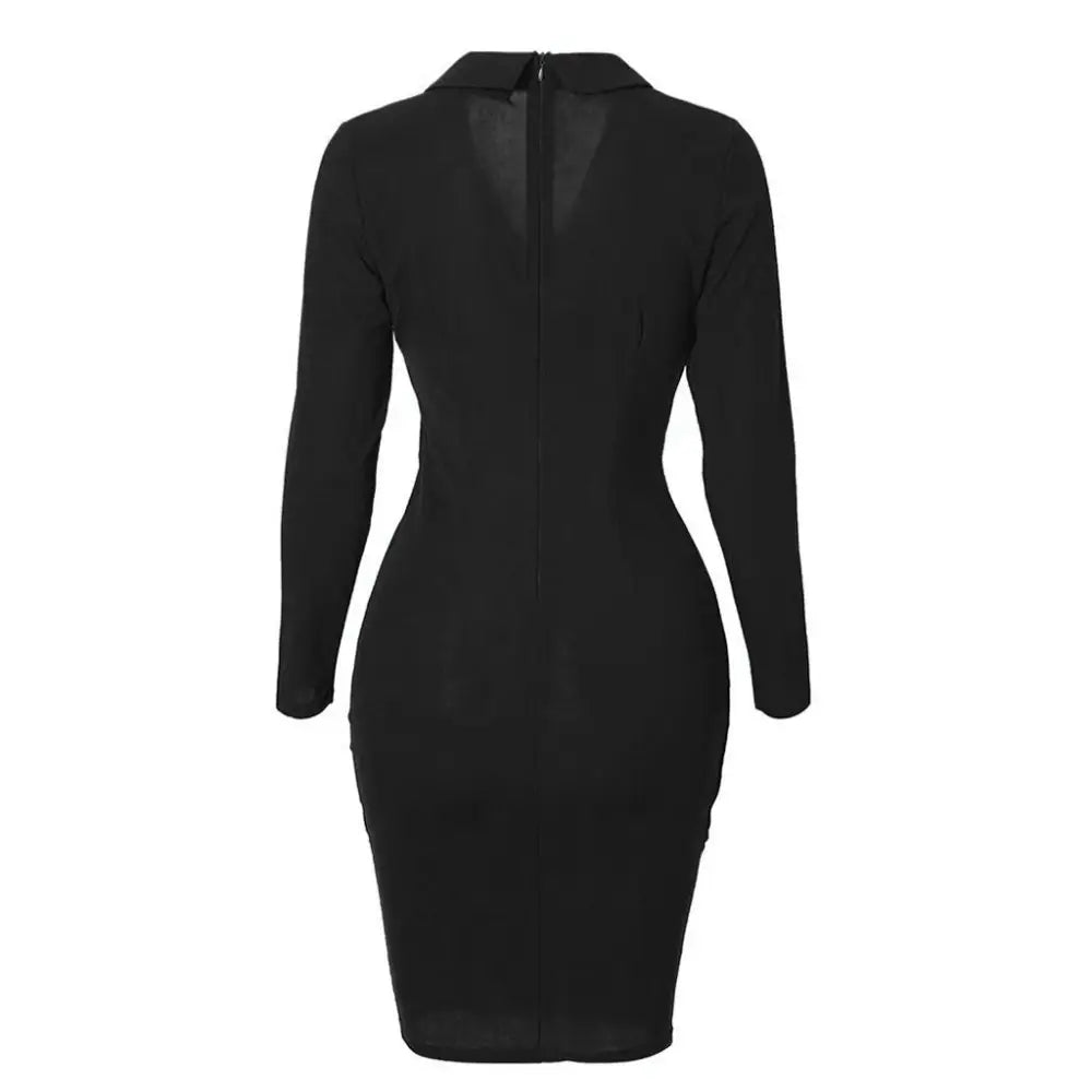 Buttoned Long Sleeve Bodycon Dress for Work (In Stock)