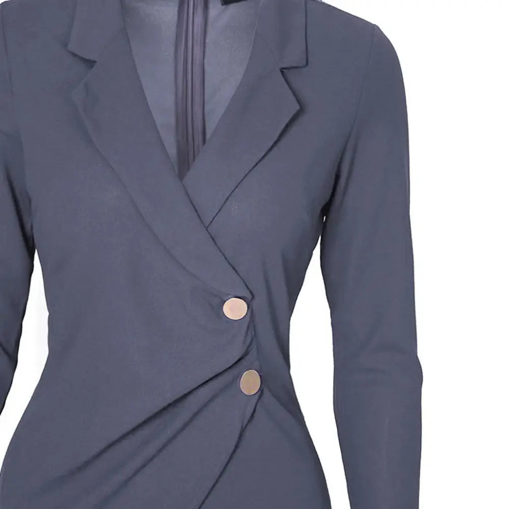 Buttoned Long Sleeve Bodycon Dress for Work (In Stock)
