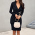 Buttoned Long Sleeve Bodycon Dress for Work (In Stock) - Black / M
