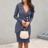 Buttoned Long Sleeve Bodycon Dress for Work (In Stock) - Gray / M