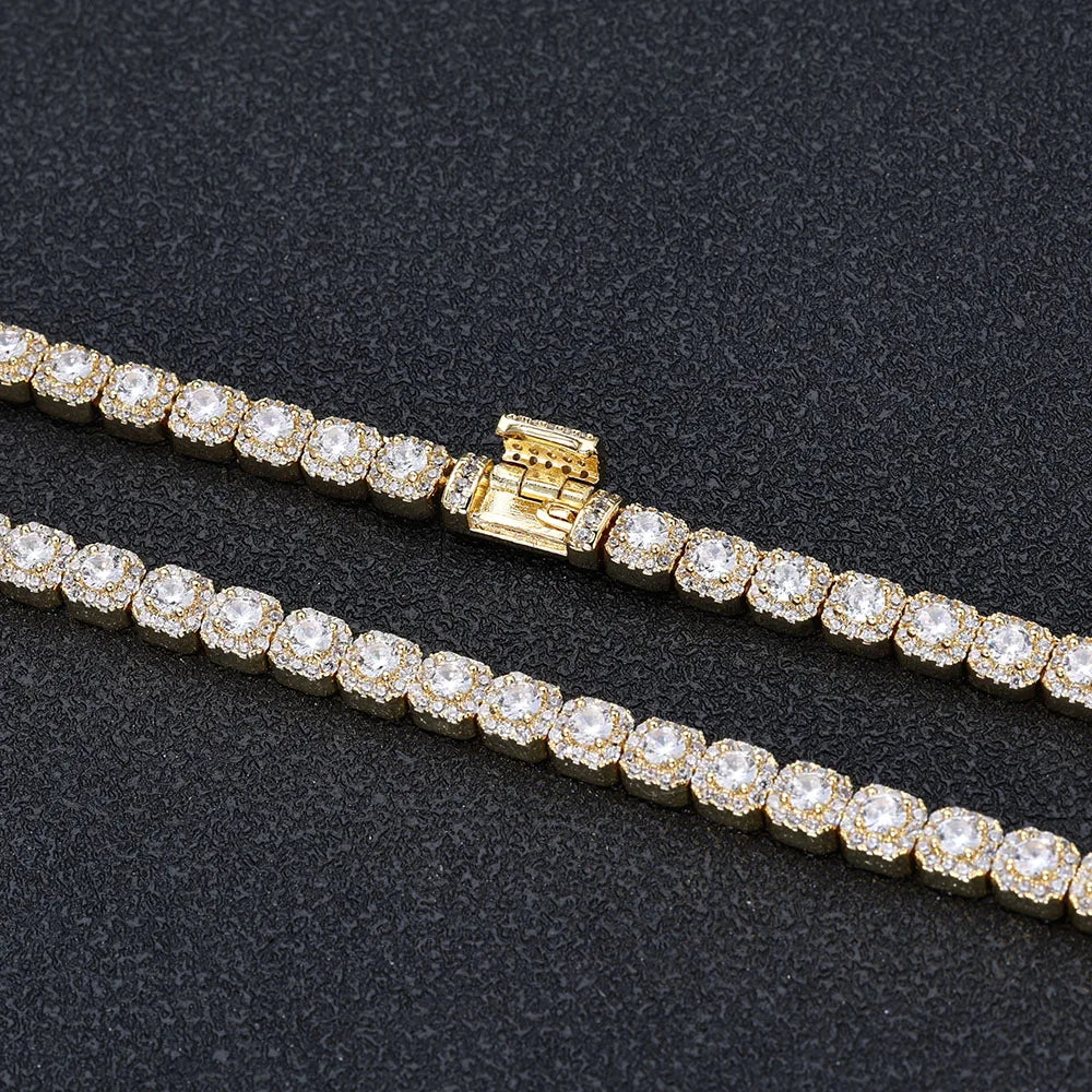 ESKEEM Fashion Jewelry 5mm Iced Tennis Bracelet White Gold Round Cut Diamond Inlaid 5A Zircon Women's Bracelet ﻿ ﻿