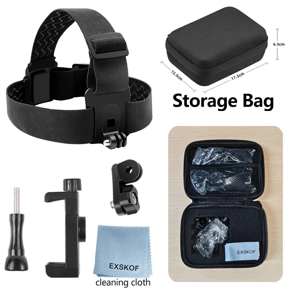 R&z - Holder POV Headband Strap for iPhone Samsung GoPro Insta360 DJI Action Camera Hands-Free Vlog Cycling Shoot