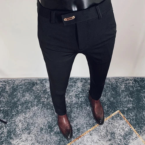 R&z - Casual Business Dress Pants Fashion Social Solid Wedding Party Suit Pants Slim Fit Suit Pants