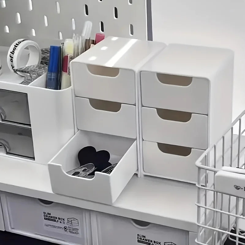 R&z - Chic 3-Tier Desk Organizer with Drawers - Ideal for Office Supplies, Jewelry & Cosmetics Storage - Portable Divider Box