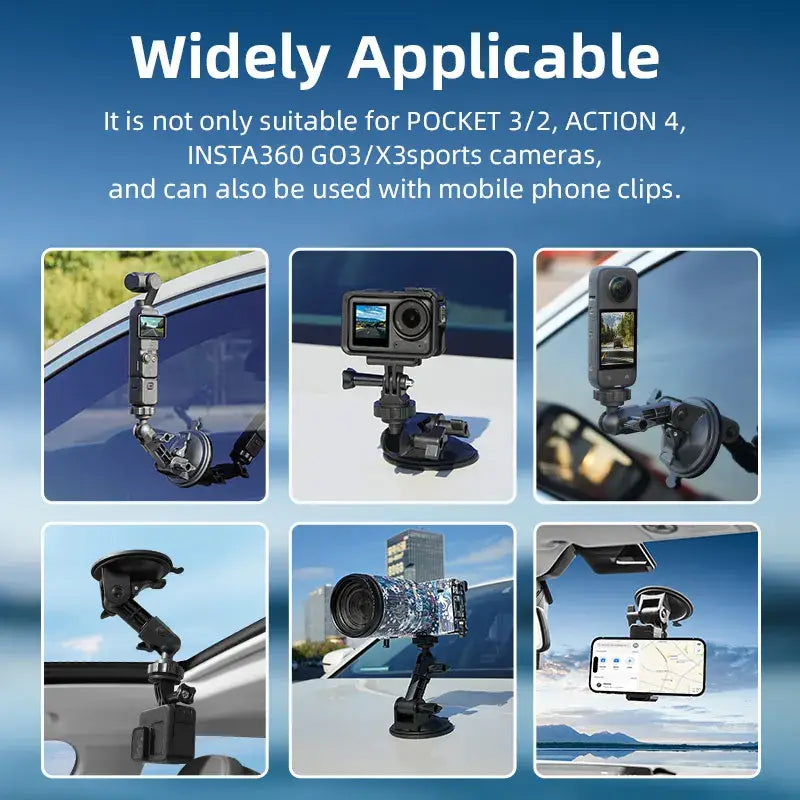 R&z - Car Phone Suction Cup Holder for Insta 360 X5 X4 ACE PRO 2 SJCAM DJI OSMO Action 5 Pro