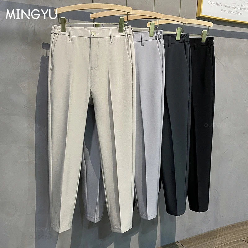R&z - Casual Pants Suit Pant Slim Fit Work Elastic Waist Jogging Business Trousers Male