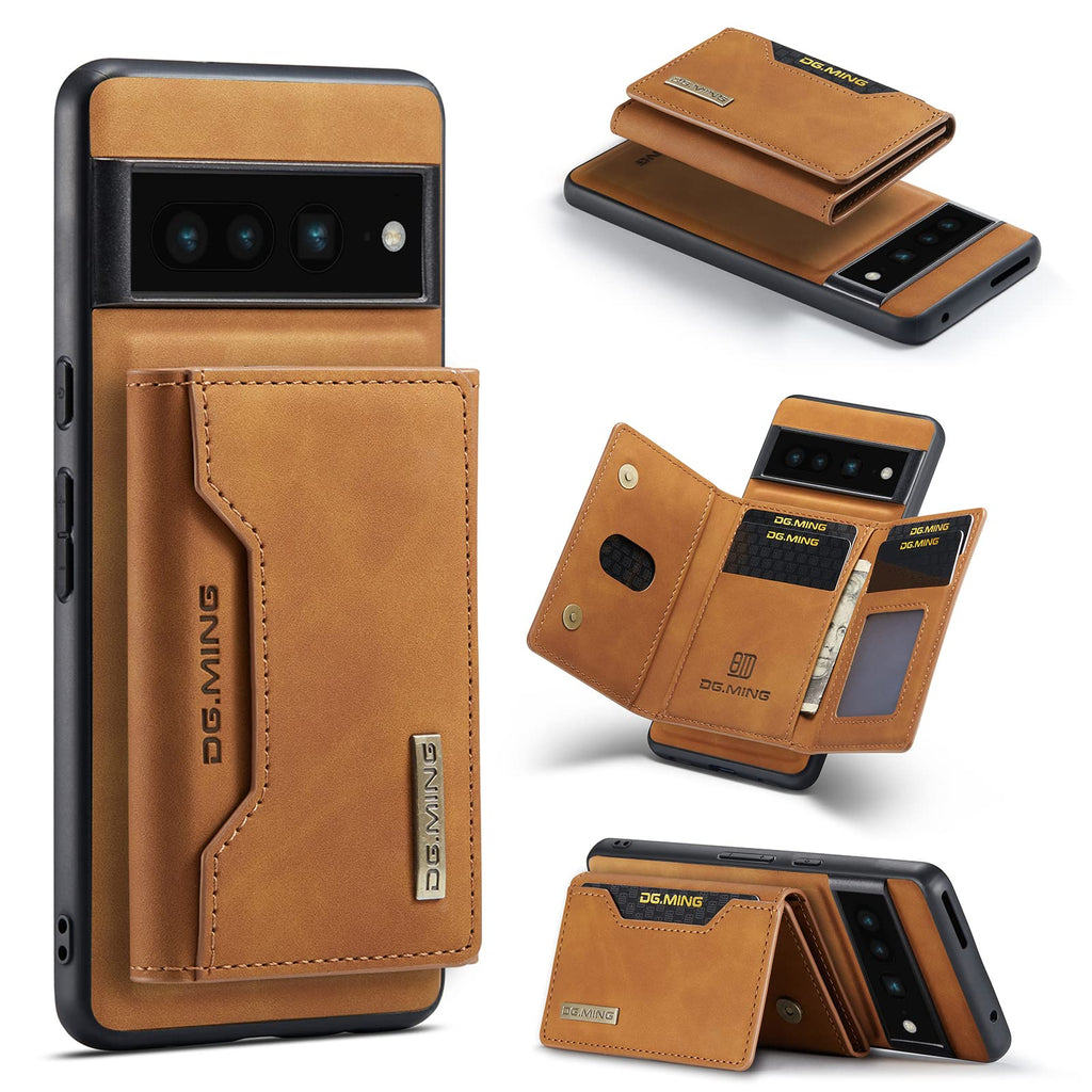 for Google Pixel 7 Pro Wallet Case 2 in 1 Detachable Leather Wallet Case for Google Pixel 7 ProMagnetic Wallet Protective Case with Stand + Card HolderBrown