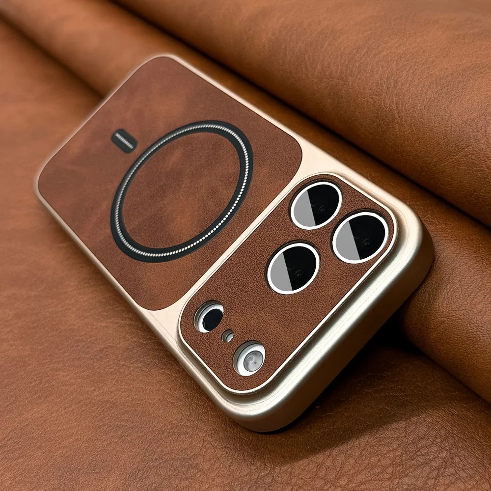 Luxury Artificial Leather Matte Magnetic Phone Cases for IPhone 13 14 15 16 17 17air Pro Max for Magsafe Wireless Charging Cover