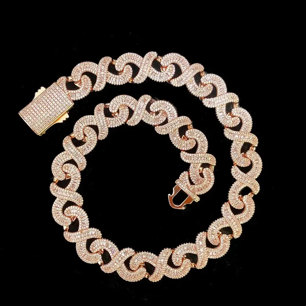Continuous 8 Cuban Chain Diamond 5A Zircon Cuban Necklace For Men Iced Out Chain Hip Hop Jewelry Copper Free Shipping