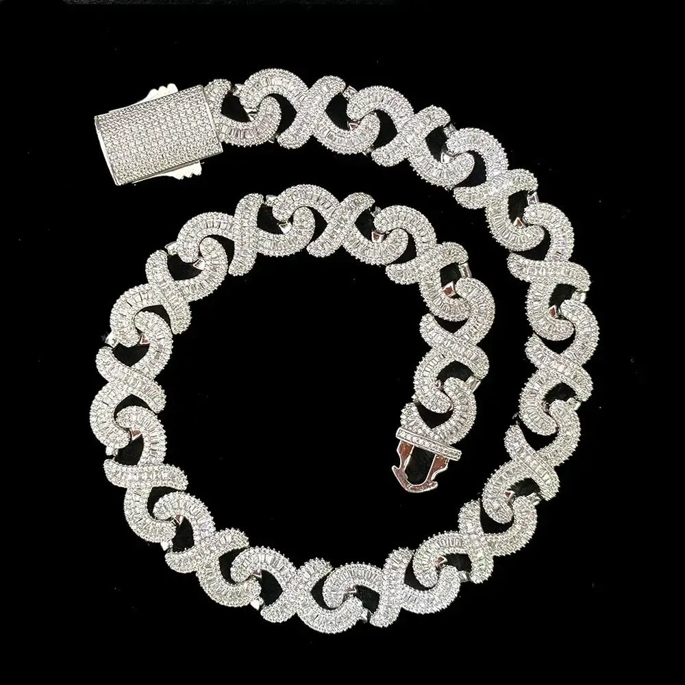 Continuous 8 Cuban Chain Diamond 5A Zircon Cuban Necklace For Men Iced Out Chain Hip Hop Jewelry Copper Free Shipping