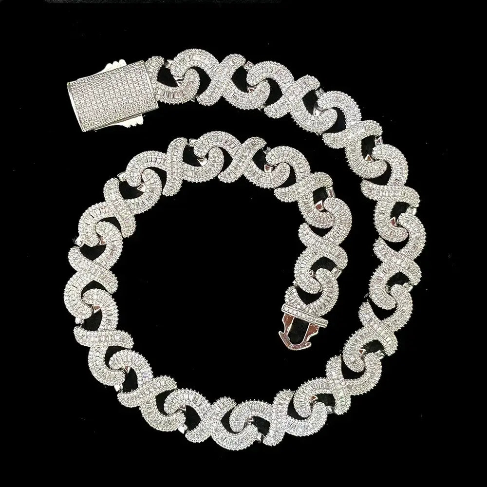Continuous 8 Cuban Chain Diamond 5A Zircon Cuban Necklace For Men Iced Out Chain Hip Hop Jewelry Copper Free Shipping