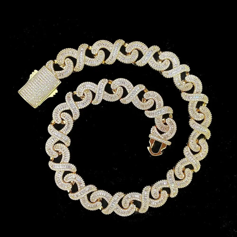 Continuous 8 Cuban Chain Diamond 5A Zircon Cuban Necklace For Men Iced Out Chain Hip Hop Jewelry Copper Free Shipping