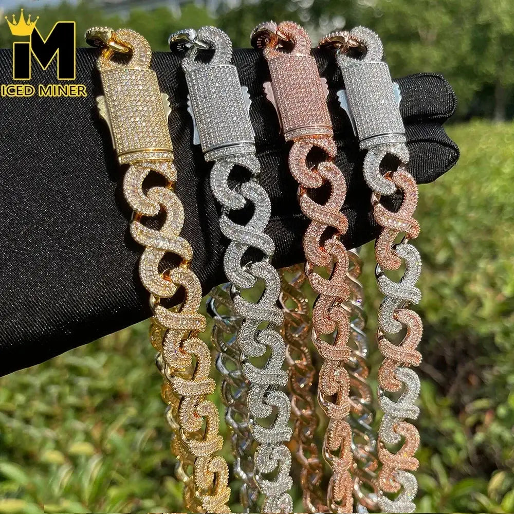 Continuous 8 Cuban Chain Diamond 5A Zircon Cuban Necklace For Men Iced Out Chain Hip Hop Jewelry Copper Free Shipping